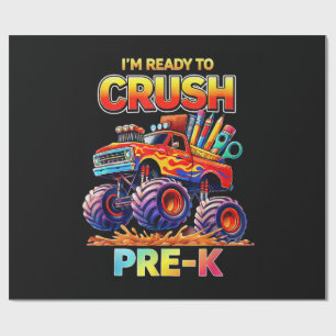 Ready to Crush Pre-K Monster Truck Back to School Wrapping Paper