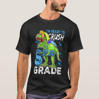 Ready To Crush Second Grade T Rex Dinosaur Back to T-Shirt