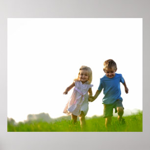 Ready to customise picture of happy boy & girl w/t poster