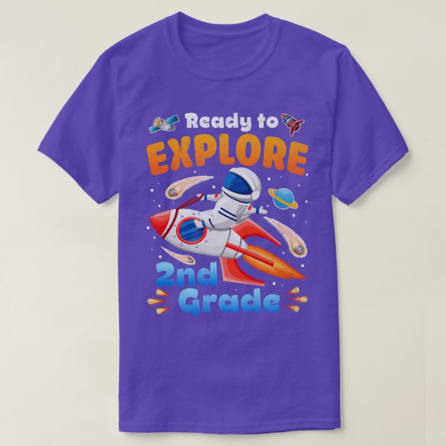 Ready to Eplore 2nd Grade Cute Astronaut Boys Girl T-Shirt (Design Front)