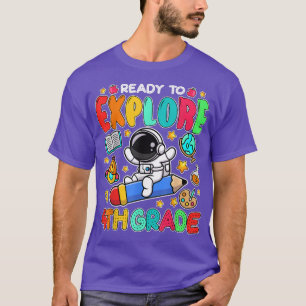 Ready To Eplore 4th Grade Skating Astronaut Back T T-Shirt