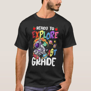 Ready To Explore 1st Grade Skating Astronaut Back  T-Shirt