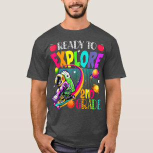 Ready To Explore 2nd Grade Skating Astronaut Back  T-Shirt
