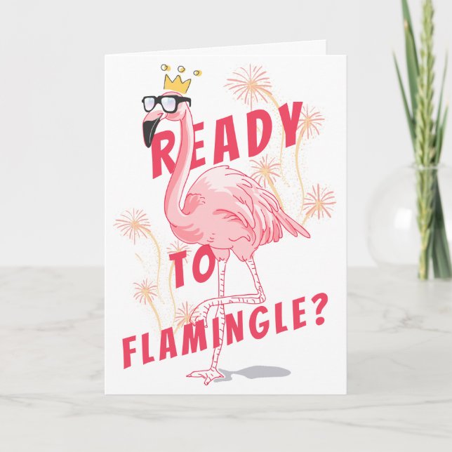 Ready To Flamingle? Funny Flamingo Birthday Invitation (Front)