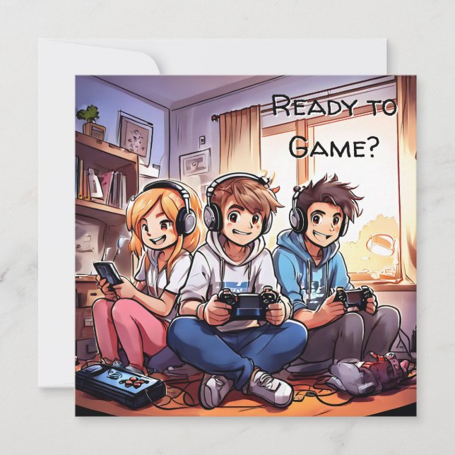 Ready to Game? Boy's Gaming Birthday Invitation (Front)