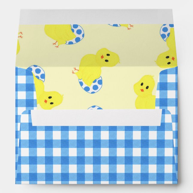 Ready To Hatch Chicky Boy Baby Shower Envelopes (Back (Bottom))