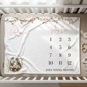 Ready to Hatch! Cute Birds Baby Milestone Fleece Blanket