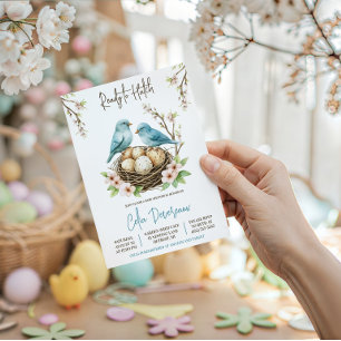 Ready to Hatch! Cute Nesting Birds Baby Shower Invitation