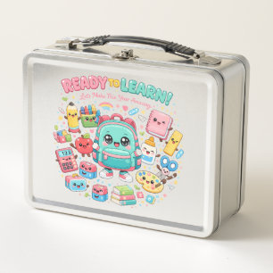 Ready to Learn Cute Kawaii School Supplies Metal Lunch Box