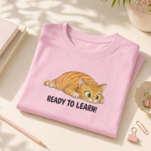 Ready to Learn Funny Orange Cat Girls School