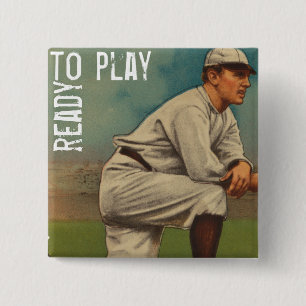 Ready To Play 15 Cm Square Badge