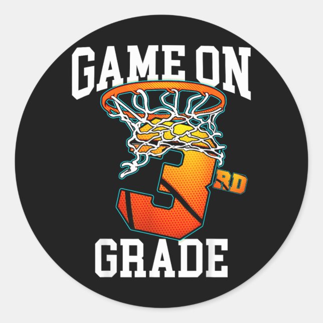 Ready To Play 3rd Grade Basball Back To School Classic Round Sticker (Front)