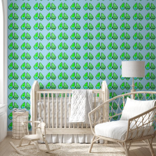 Ready to Poop Baby Boy Blue Pea Patterned Wallpaper