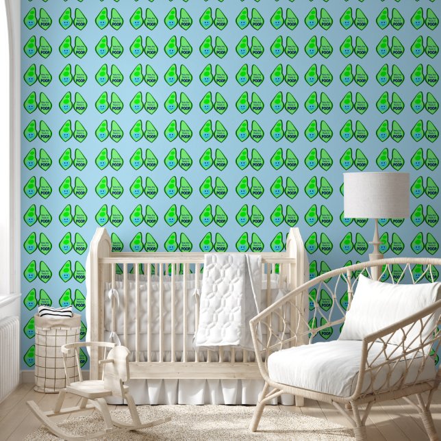 Ready to Poop Baby Boy Blue Pea Patterned Wallpaper (Kids)
