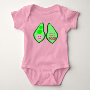 Ready to Poop Baby Girl Pink Pea Baby Bodysuit