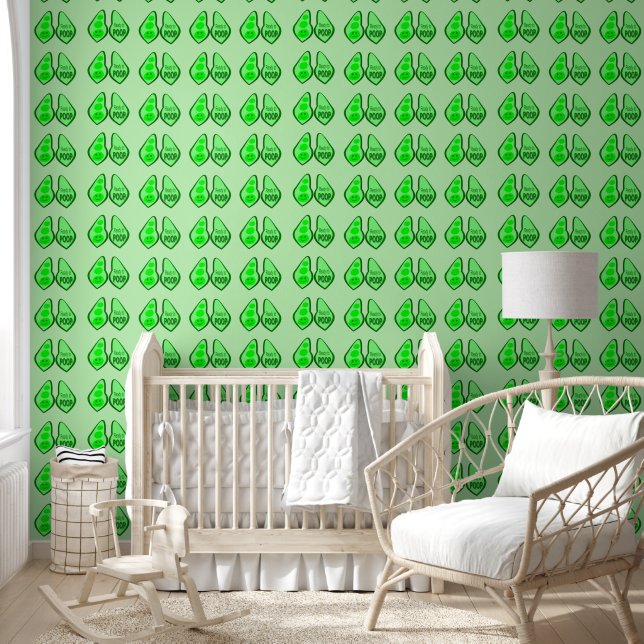 Ready to Poop New Baby Funny Green Pea Patterned Wallpaper (Kids)