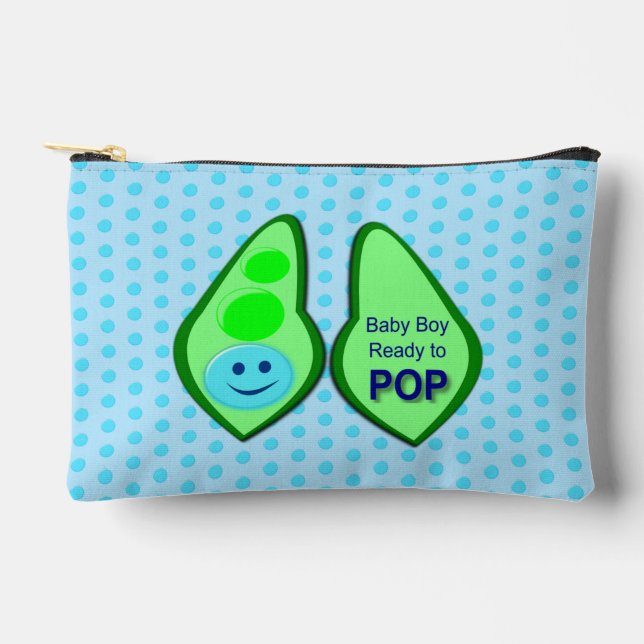 Ready to Pop Baby Boy Blue Pea Accessory Pouch (Front)