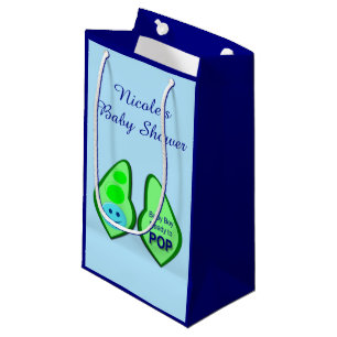 Ready to Pop Baby Boy Blue Pea Baby Shower Custom Small Gift Bag