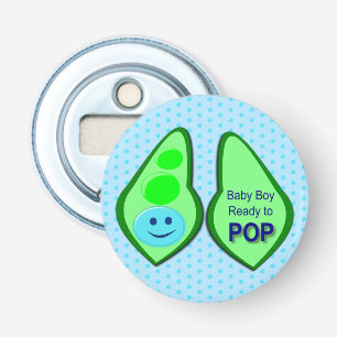 Ready to Pop Baby Boy Blue Pea Bottle Opener