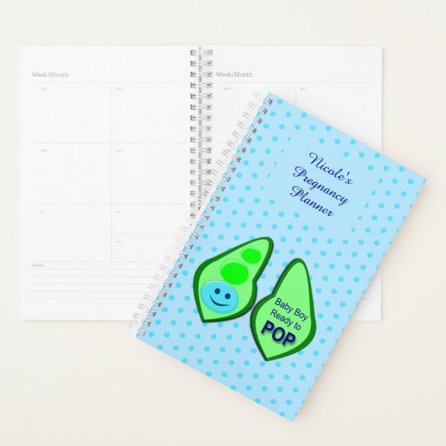 Ready to Pop Baby Boy Blue Pea Custom Pregnancy Planner (Display)