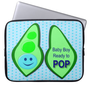 Ready to Pop Baby Boy Blue Pea Laptop Sleeve