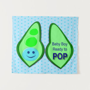 Ready to Pop Baby Boy Blue Pea Tapestry