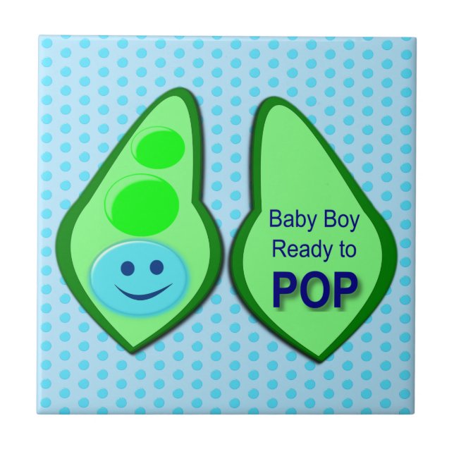 Ready to Pop Baby Boy Blue Pea Tile (Front)