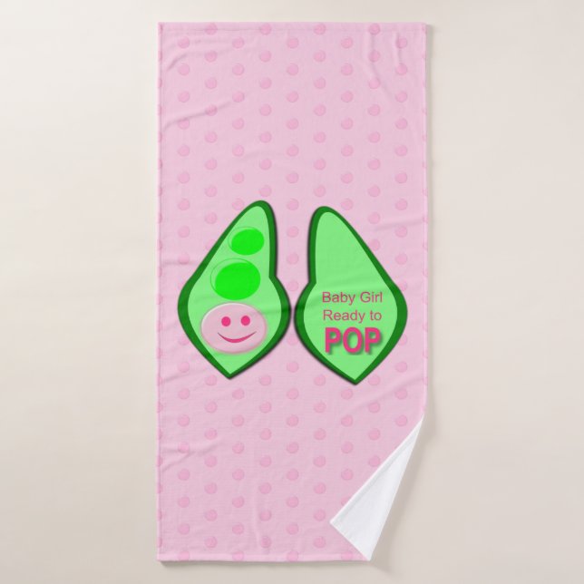 Ready to Pop Baby Girl Pink Pea Bath Towel (Bath Towel)