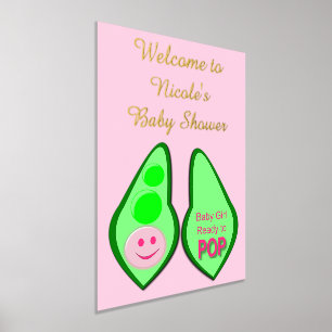 Ready to Pop Baby Girl Pink Pea Custom Baby Shower Foil Prints