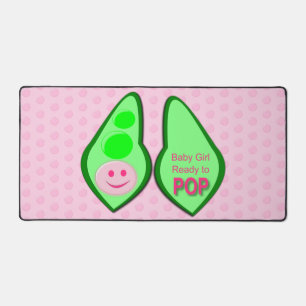 Ready to Pop Baby Girl Pink Pea Desk Mat