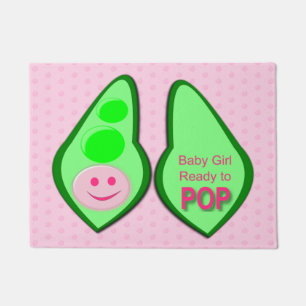 Ready to Pop Baby Girl Pink Pea Doormat