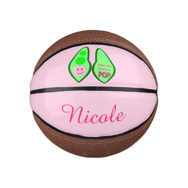 Ready to Pop Baby Girl Pink Pea Mini Basketball (Front)