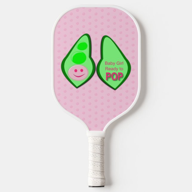 Ready to Pop Baby Girl Pink Pea Pickleball Paddle (Front)