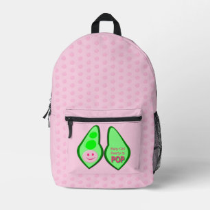 Ready to Pop Baby Girl Pink Pea Printed Backpack