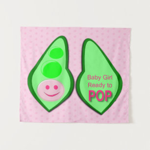 Ready to Pop Baby Girl Pink Pea Tapestry