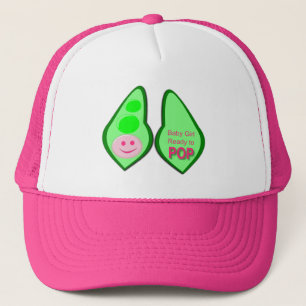 Ready to Pop Baby Girl Pink Pea Trucker Hat