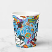 Ready to Pop Baby Shower Blue Comic Book Paper Cups (Left)