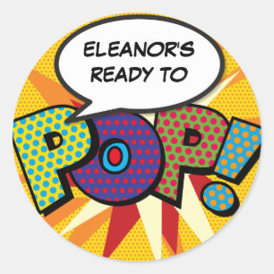 Ready to POP Baby Shower Fun Comic Book Classic Round Sticker