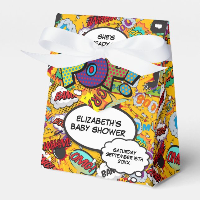 Ready to Pop Baby Shower Fun Comic Book Favour Box (Front Side)
