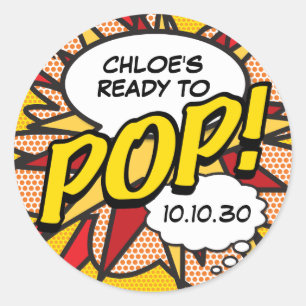 Ready to POP Baby Shower Fun Modern Classic Round Sticker