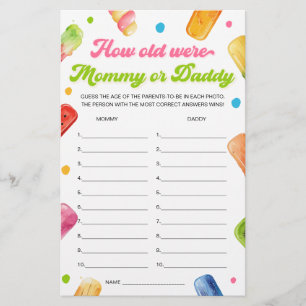 Ready to Pop Baby Shower Guess the Age Game