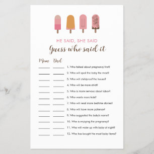 Ready to Pop Baby Shower Guess who said it game Flyer