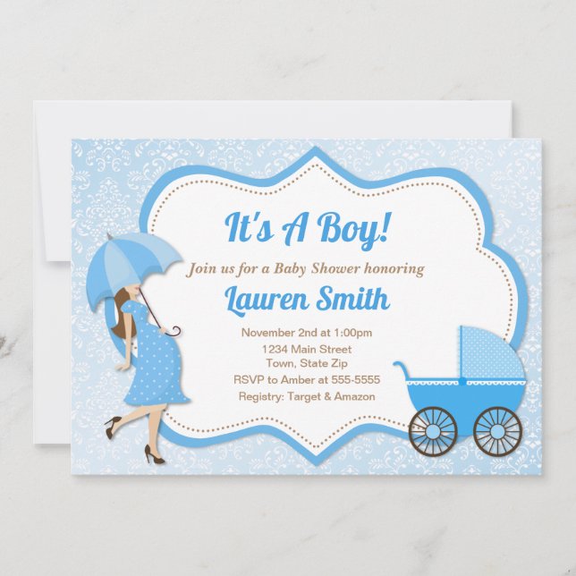 Ready To Pop Baby Shower Invitation Boy (Front)