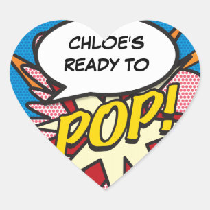 Ready to POP Baby Shower Modern Fun Heart Sticker