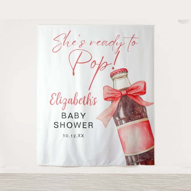 Ready To Pop Baby Shower Photo Backdrop Tapestry (Front)