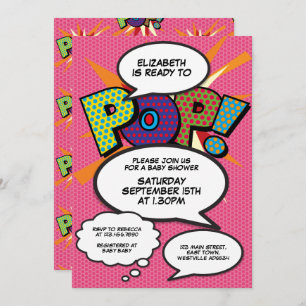 Ready to Pop Baby Shower Pink Girl Modern Invitation