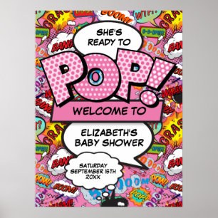 Ready to Pop Baby Shower Pink Welcome Sign