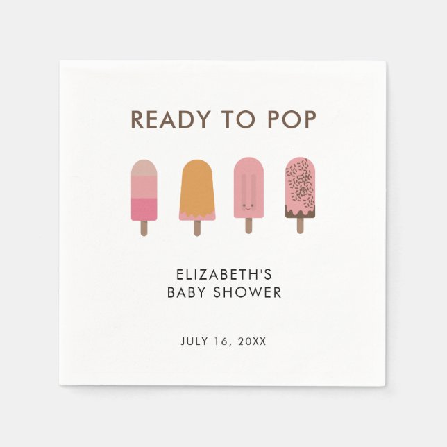 Ready to Pop Baby Shower Popsicles Cute Napkin (Front)