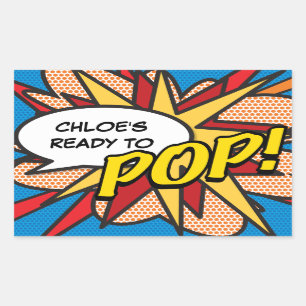 Ready to POP! Baby Shower Sprinkle Fun Retro Rectangular Sticker