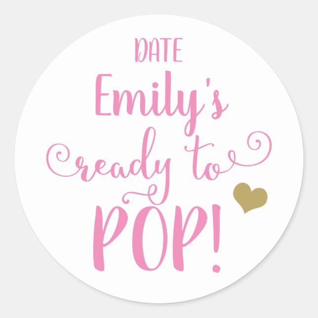 READY TO POP baby shower sticker (Front)